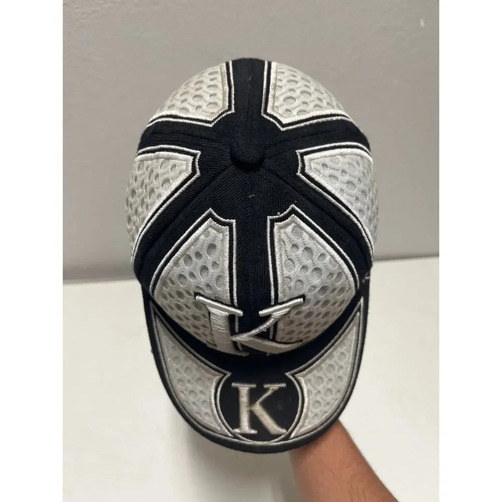 K Kansas City Hunter Adjustable Baseball Cap Hat Rare Mesh Design White&Black